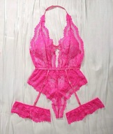 Różowa Erotyczna bielizna seksowne body koronkowe rozmiar M