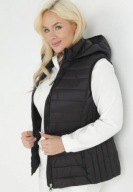 Tanio!_ NOWA czarna KOMFORTOWA_pikowana LEKKA kamizela na zamek_KAPTUR_r.46