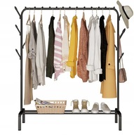 WIESZAK PODŁOGOWY STOJAK NA UBRANIA BUTY STOJĄCY GARDEROBA CZARNY