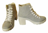 botki szare z tkaniny dresowej na platformie, nowe 38 nieocieplane