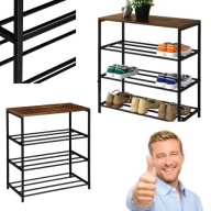 SZAFKA STOJAK ORGANIZER REGAŁ NA BUTY OBUWIE WYSOKI CZARNY METALOWY LOFT