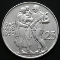 Czechosłowacja 25 koron 1955 - rocznica wyzwolenia - srebro