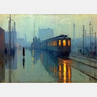 Stary pociąg peron stacja kolejowa obraz olejny na płótnie 58x85 wydruk