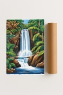 Plakat bez ramy 40x50 cm Wodospad w dżungli | Pomysł na Prezent