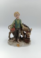 Chłopiec karmiący osiołka Portugalia śliczna porcelanowa vintage figurka 21