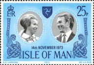 Wyspa Man 1973 Znaczek 35 ** ślub wesele księżniczka Anna rodzina królewska