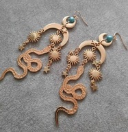 Piękne długie kolczyki wąż węże luna lunula sierp księżyca