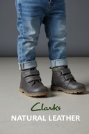 Clarks botki sneakersy za kostkę na rzepy skórzane ciemno szare rozm. 21