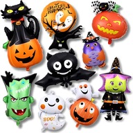 ZESTAW DEKORACJI HALLOWEEN BALONY FOLIOWE DYNIA NIETOPERZ DUCH KOT 9 szt.