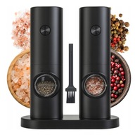 ELEKTRYCZNY MŁYNEK DO PIEPRZU I SOLI Z PODSTAWKĄ ZESTAW 2 SZTUKI