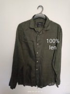 Koszula męska L len lniana zielona