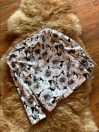 Top krótka bluzka długi rękaw półgolf kwiaty crop