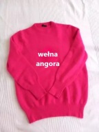 ANGORA różowy wełniany sweter wełna angora XS 34