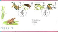 Anglia 2001, FDC ryby, żaby, owady