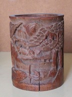 XIXw. - bambusowy pojemnik na pędzle do kaligrafii.