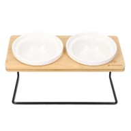 Zestaw misek na karmę z uchwytem - 2 x miska ceramiczna podwyższona