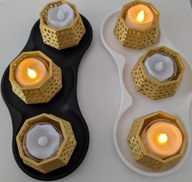Zestaw świeczników „Honey Light” – led tealight, druk 3D + podstawka