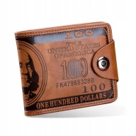 PORTFEL MĘSKI 100 DOLARÓW DOLAR BENJAMIN FRANKLIN BRĄZOWY
