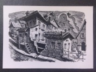 NOWA RUDA Stare domy , drzeworyt M. Hiszpańskiej 1952 (3)