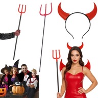 ZESTAW DIABEL KOSTIUM PRZEBRANIE NA HALLOWEEN WIDLY ROGI DIABLICA TROJZAB