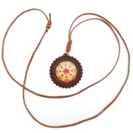 Wisiorek drewniany na sznurku MANDALA Ukojenia amulet naszyjnik z intencją