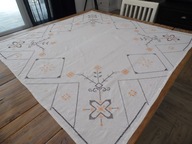 LNIANY OBRUS HUCULSKIE WZORY PRACA RĘCZNA HAFT KRZYŻYKOWY 128 x 128