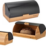 CHLEBAK CZARNY DUŻY POJEMNIK NA CHLEB BAMBUSOWY PIECZYWO XXL 39x30x18 CM