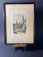 AKWARELA GRAFIKA RATHAUS ORYGINAŁ SYGNOWANY RATUSZ #73