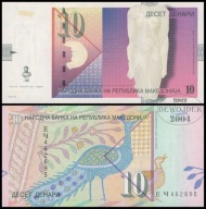 BNB - MACEDONIA 10 Denarów Denari 2001 EЧ 462695 # P14c jeden podpis # UNC