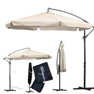 PARASOL LEHMANN Z WYSIĘGNIKIEM BEŻOWY OGRODOWY WYTRZYMAŁY SKŁADANY