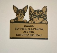 Tabliczka na bramkę z napisem uwaga PIES + KOT duży wybór wzorów
