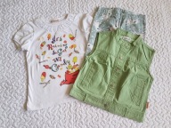 Newbie bluzka wzorki legginsy w króliki kamizelka zielona nowa roz 128