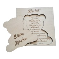 DREWNIANA KARTKA URODZINOWA NA ROCZEK 2 latka Z IMIENIEM DZIECKA !