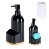 DOZOWNIK DO MYDŁA PŁYNU NACZYŃ CZARNY Z MIEJSCEM NA GĄBKĘ 500 ML