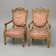 Złoty fotel do salonu w stylu Ludwika XVI XIX wiek Barcelona 1 z 4 sztuk