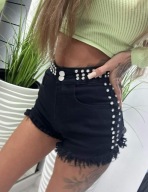 Krótkie spodenki szorty czarne srebrne dzety S