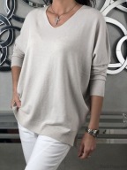 SWETER CLASSIC BASIC DEKOLT V JASNY BEŻ