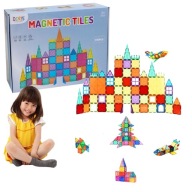 KLOCKI MAGNETYCZNE MAGNETIC TILES DUŻE ZESTAW 100 ELEMENTÓW KONSTRUKCYJNE