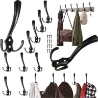 Wieszaki Ścienne w Stylu Loft – Potrójne, Czarny Mat | Zestaw 5 szt.