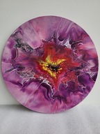 Ognisty kwiat, abstrakcja, farby akrylowe, aukcja charytatywna