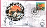 Anglia 1999 FDC Blackburn, Millennium, bawełna, fabryki odzież. JEDWAB