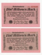 2 x 50 milionów marek NIEMCY 1923 dwie odmiany Ros 107d,e super stany