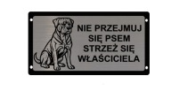 Tabliczka grawerowana uwaga zły pies rottweiler, amstaff band dog