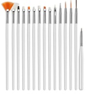 Zestaw pędzli do dekoracji tortów, ciast i.t.p. - 15 szt. białe.