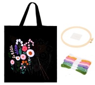 Zestaw do Haftowania Wyszywania TORBA BAWEŁNIANA DIY Muliny Igła Tamborek