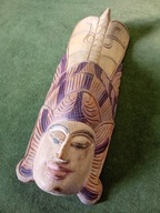 Stara drewniana maska / rzeźba wschodnia - ręcznie wykonana i malowana