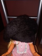 Beret zimowy moher brąz z dużym rantem nowy