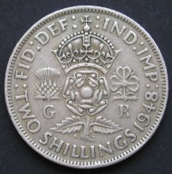 Wielka Brytania 2 shilling 1948 - król Jerzy VI