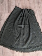 Chusta damska szal duża mięsista usiana perełkami