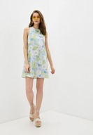 M A N G O kwiaty sukienka trapezowa mini wycięcia wzór print retro boho y2k